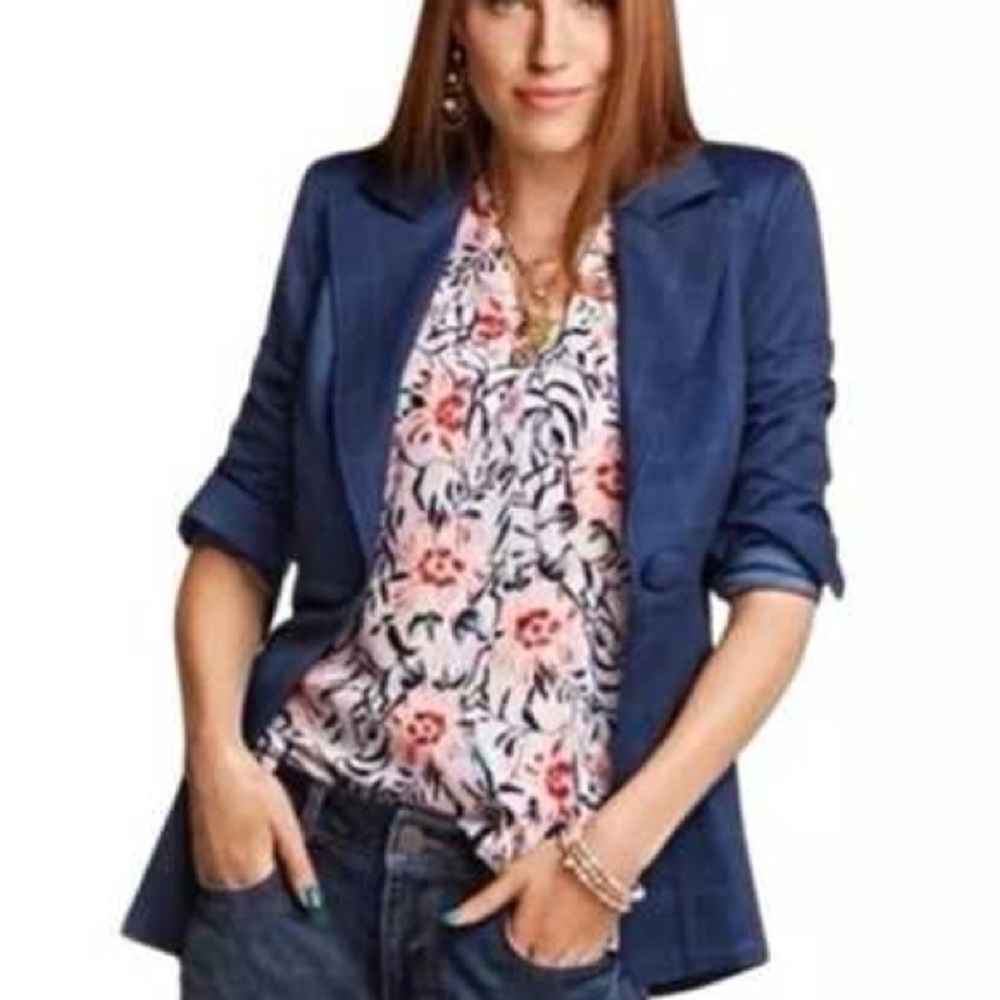 Cabi Sleeveless Blouse Top Style #5537 White Red Floral Womens Small V-Neck